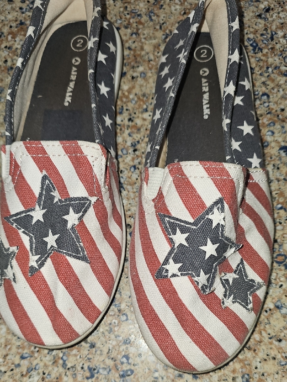 Airwalk Girls Red, White & Blue Star Slip-On Canvas Shoes Size 2